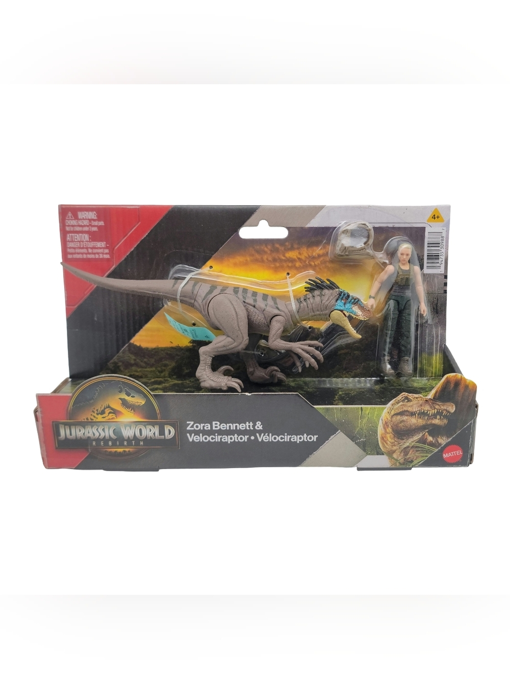 Jurassic World Rebirth Zora Bennett & Velociraptor Action Figure Playset